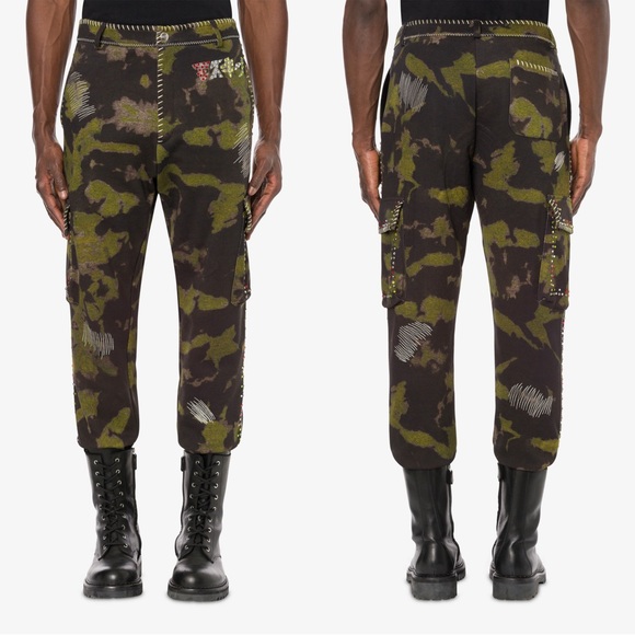 Moschino Other - NWT MOSCHINO Katakana Embellished Camouflage Pants EU 58 or US 48 $1145